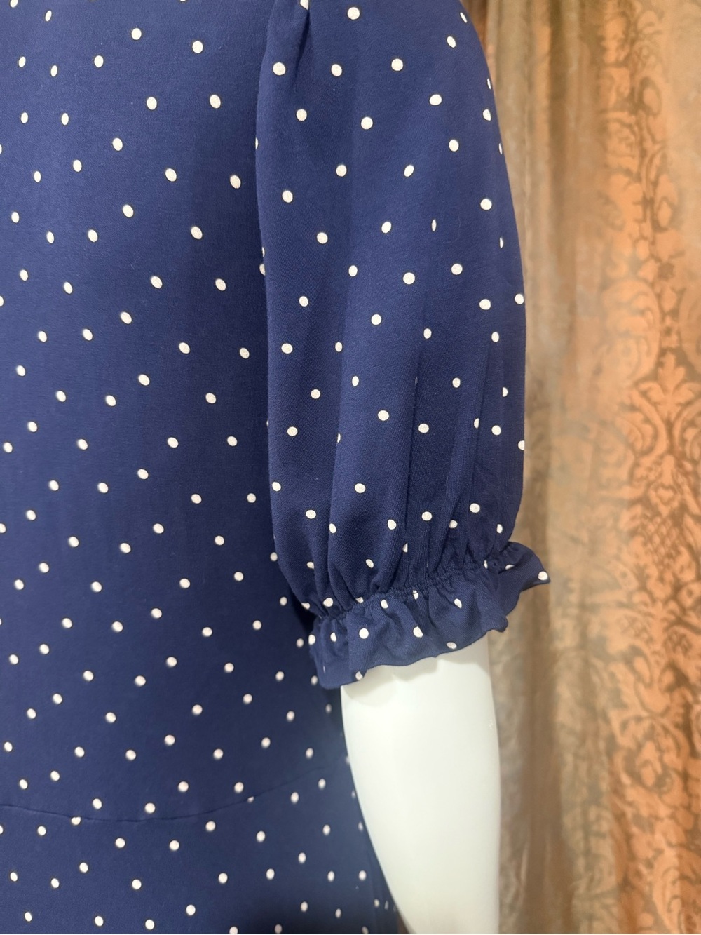 Boden Navy Polka Dot VโNeck Midi Dress - Picture 4 of 10